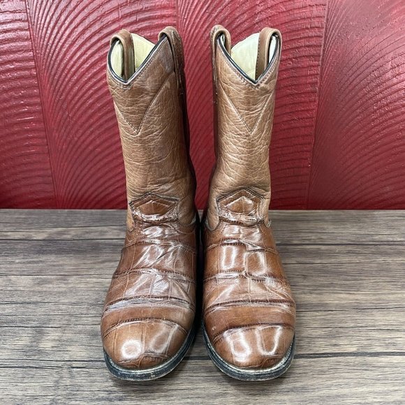 EL BUITRE VIERI Boots Hornback Crocodile Western Cowboy brown WMS Mex 26.5 US 10 - Picture 3 of 9